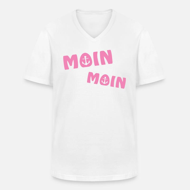 Moin Moin mit Anker - Männer-T-Shirt mit V-Ausschnitt - Weiß