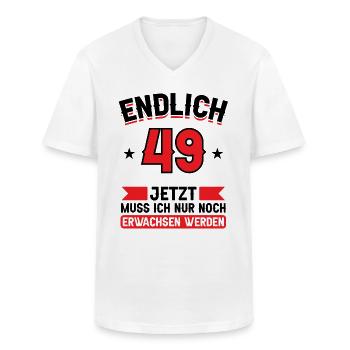 49. Geburtstag Jetzt nur noch erwachsen werden - Männer-T-Shirt mit V-Ausschnitt - Weiß - Vorne - AI Model Male 185 light (185cm)