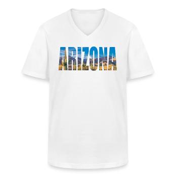 ARIZONA - Men's V-Neck T-Shirt - white - Front - AI Model Male 185 light (185cm)