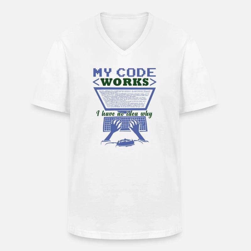 Funny Code Joke Coding - Men's V-Neck T-Shirt - white