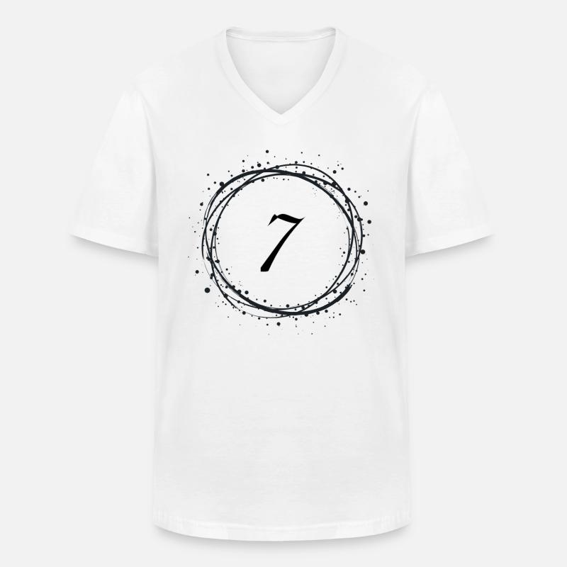 7 - Männer-T-Shirt mit V-Ausschnitt - Weiß