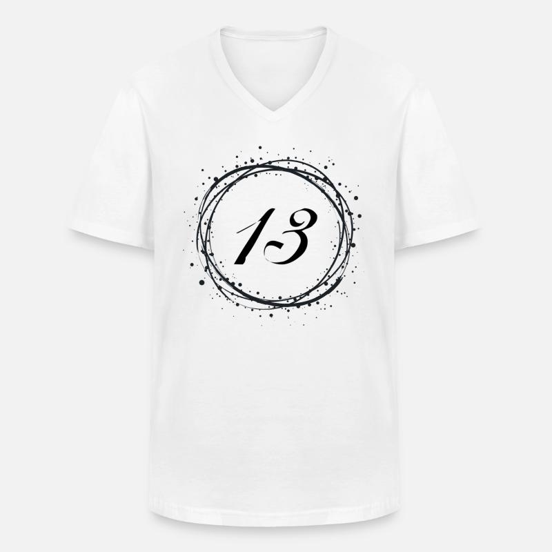 13 - Männer-T-Shirt mit V-Ausschnitt - Weiß