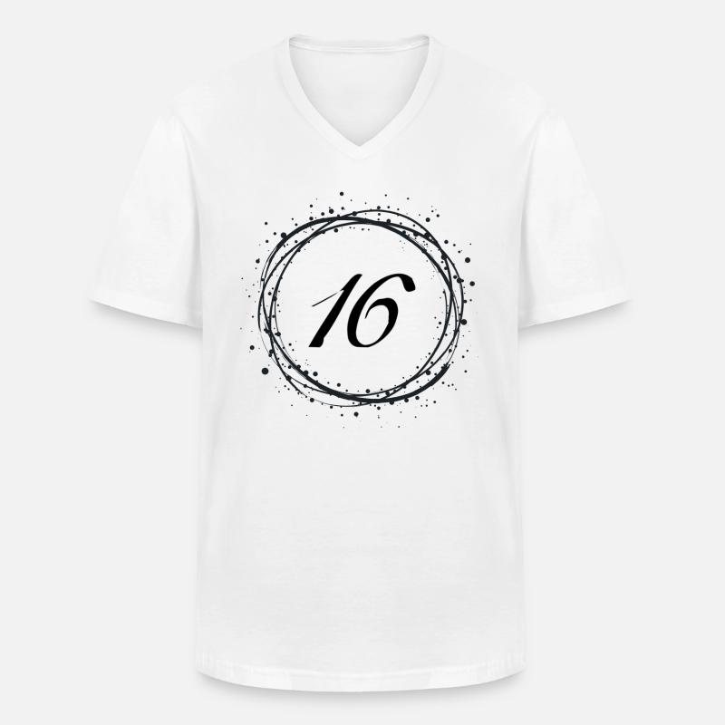 16 - Männer-T-Shirt mit V-Ausschnitt - Weiß