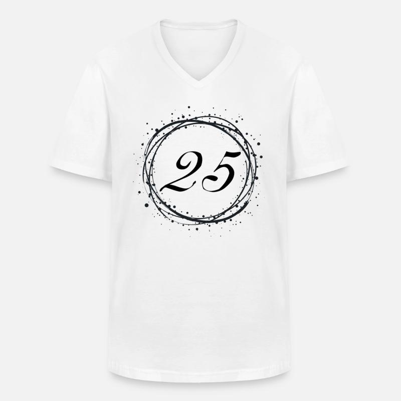 25 - Männer-T-Shirt mit V-Ausschnitt - Weiß