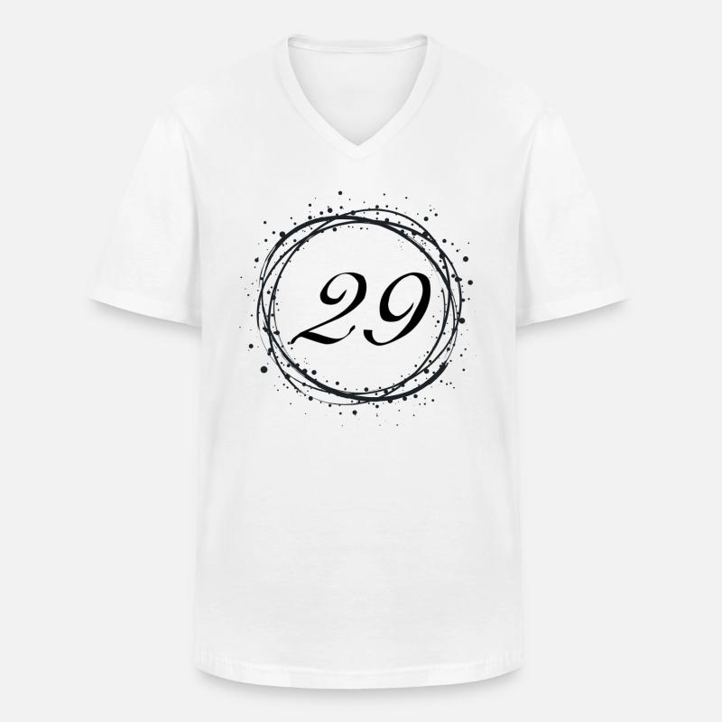 29 - Männer-T-Shirt mit V-Ausschnitt - Weiß