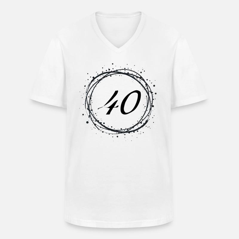 40 - Männer-T-Shirt mit V-Ausschnitt - Weiß