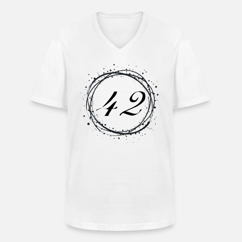 42 - Männer-T-Shirt mit V-Ausschnitt - Weiß