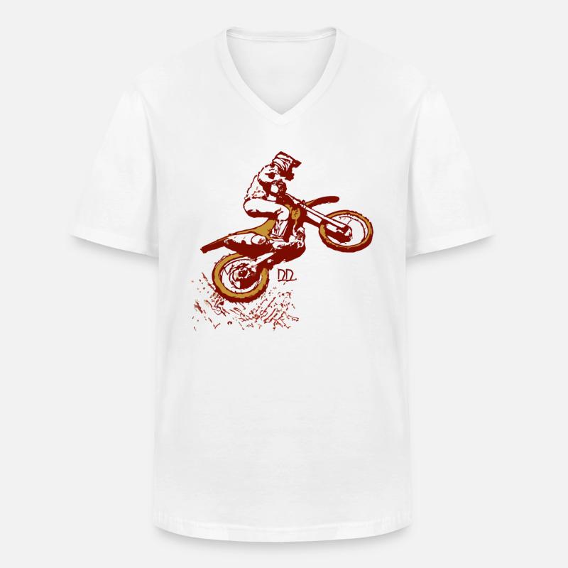 ein dreckiger Weitsprung beim Motocross - Männer-T-Shirt mit V-Ausschnitt - Weiß