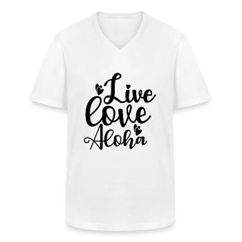 Live Love Aloha - Männer-T-Shirt mit V-Ausschnitt - Weiß - Vorne - AI Model Male 185 light (185cm)
