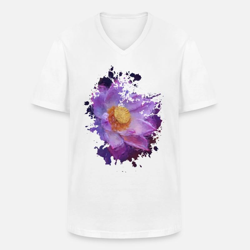 Blume - Männer-T-Shirt mit V-Ausschnitt - Weiß