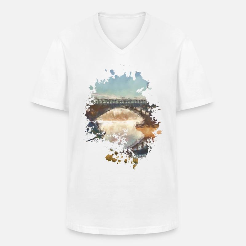 Brücke - Männer-T-Shirt mit V-Ausschnitt - Weiß