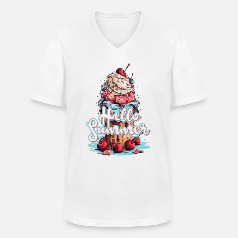 Hello Summer Eis Eiscreme Eisdiele - Männer-T-Shirt mit V-Ausschnitt - Weiß