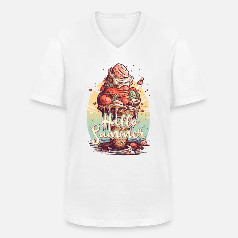 Hello Summer Eis Eiscreme Eisdiele - Männer-T-Shirt mit V-Ausschnitt - Weiß