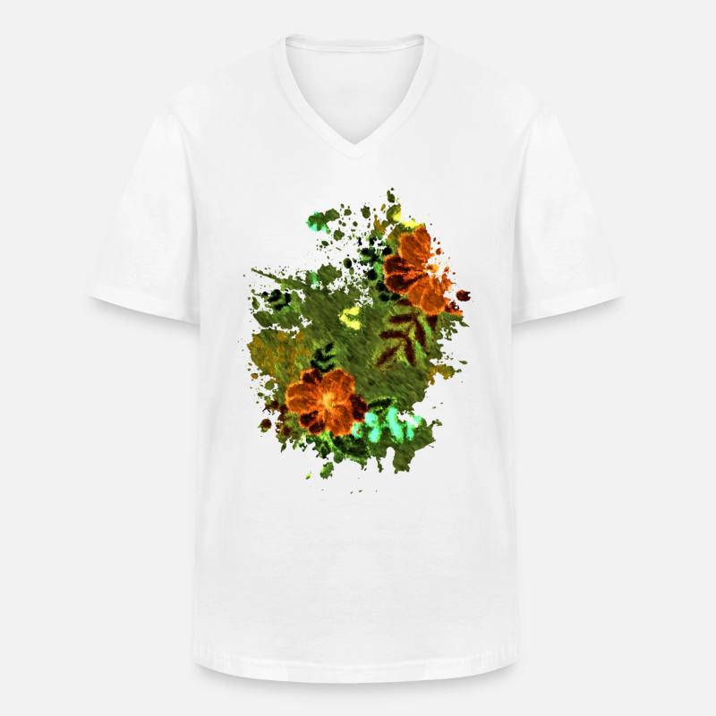 Flower Smash - Männer-T-Shirt mit V-Ausschnitt - Weiß