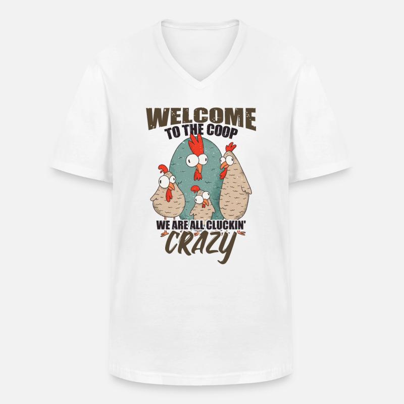 Hühnerstall Hahn Gartenarbeit Garteneier - Männer-T-Shirt mit V-Ausschnitt - Weiß