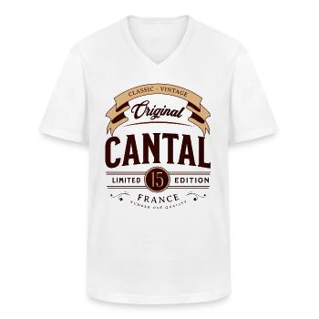 Vintage Cantal Departement Frankreich - Männer-T-Shirt mit V-Ausschnitt - Weiß - Vorne - AI Model Male 185 light (185cm)