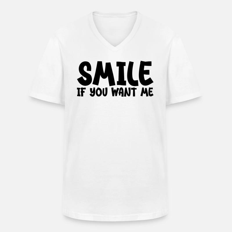 Lächle, wenn du mich willst - Männer-T-Shirt mit V-Ausschnitt - Weiß