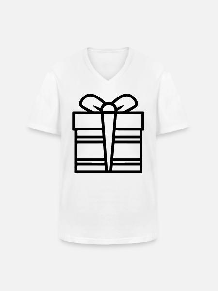 Kleine Geschenkbox - Männer-T-Shirt mit V-Ausschnitt - Weiß