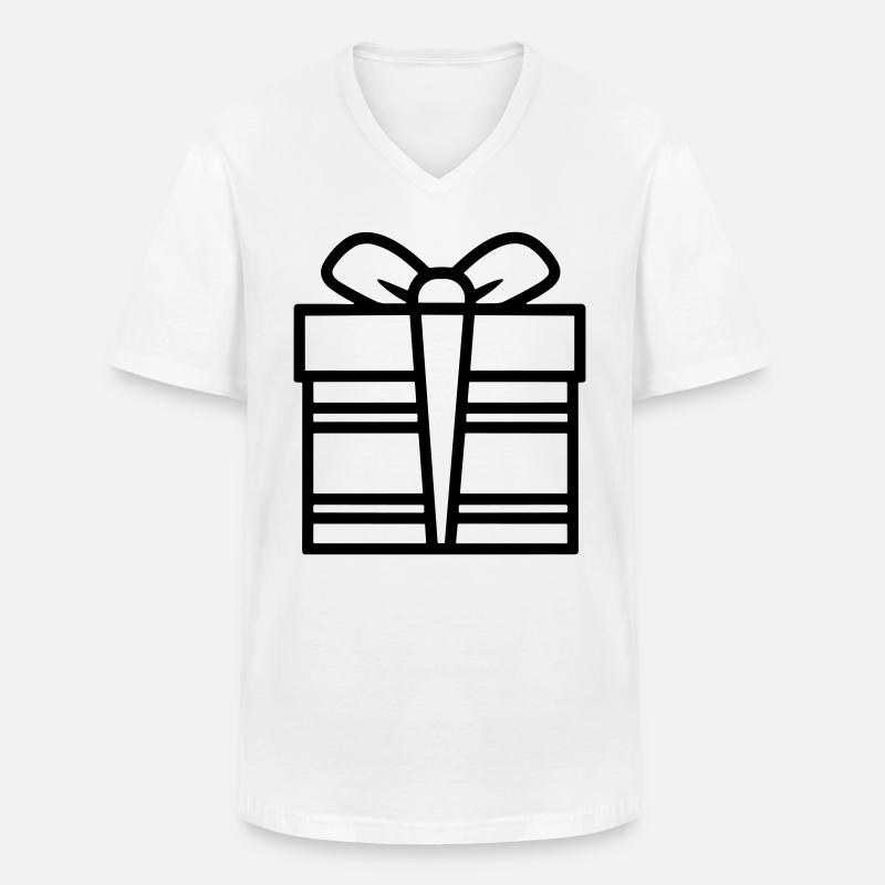 Kleine Geschenkbox - Männer-T-Shirt mit V-Ausschnitt - Weiß
