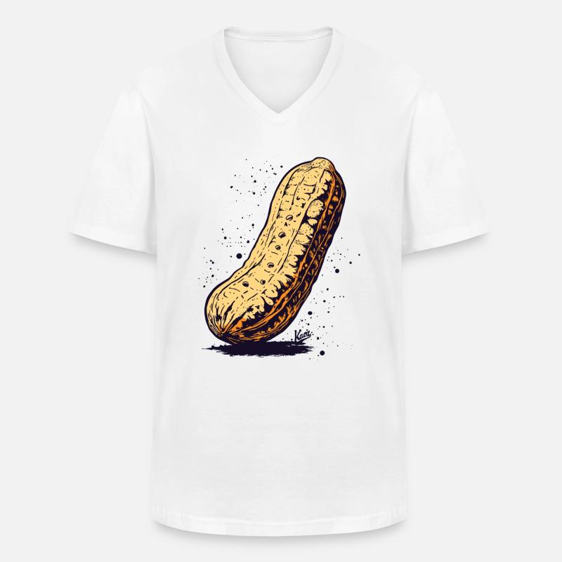 Große Erdnuss - Männer-T-Shirt mit V-Ausschnitt - Weiß