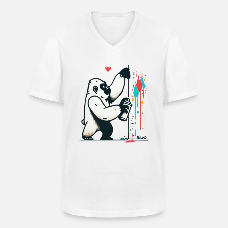 Graffiti-Gorilla mit Spraydose - Männer-T-Shirt mit V-Ausschnitt - Weiß