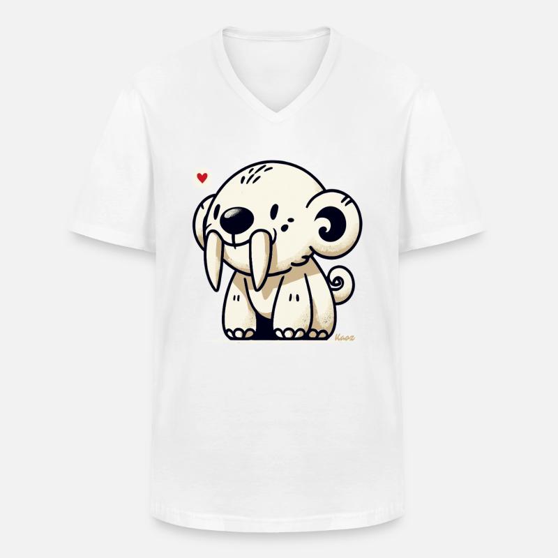 Süßes Säbelzahn-Tier - Männer-T-Shirt mit V-Ausschnitt - Weiß