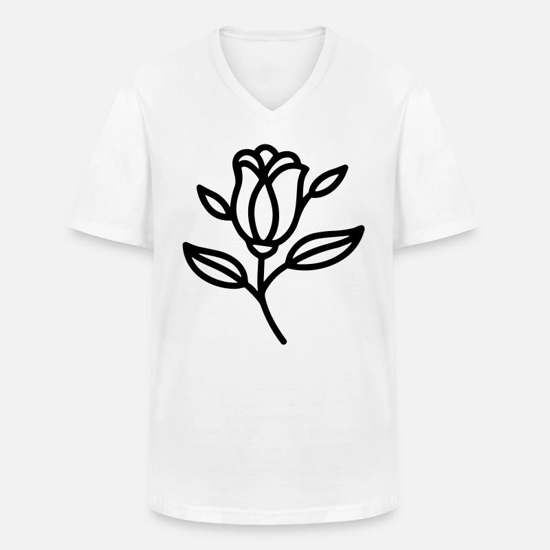 Rosa Blume - Männer-T-Shirt mit V-Ausschnitt - Weiß