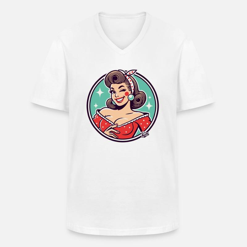 Die gute Retro Hausfrau - Männer-T-Shirt mit V-Ausschnitt - Weiß