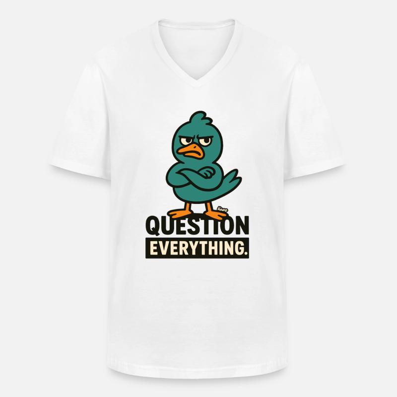 Misstrauischer Vogel – Hinterfrage alles - Männer-T-Shirt mit V-Ausschnitt - Weiß