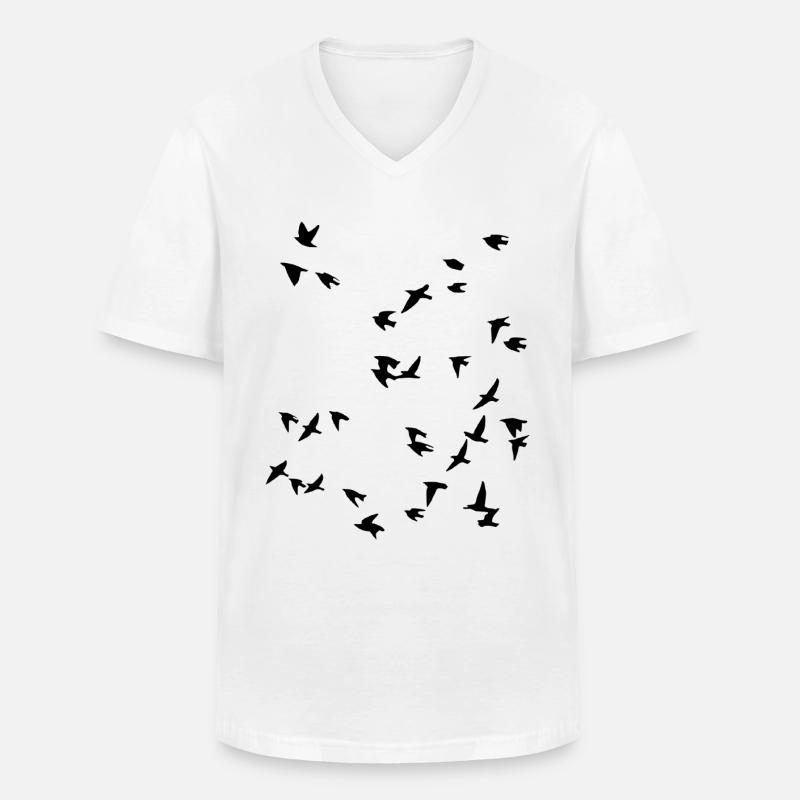 Vogel Schwarm Fliegen - Männer-T-Shirt mit V-Ausschnitt - Weiß