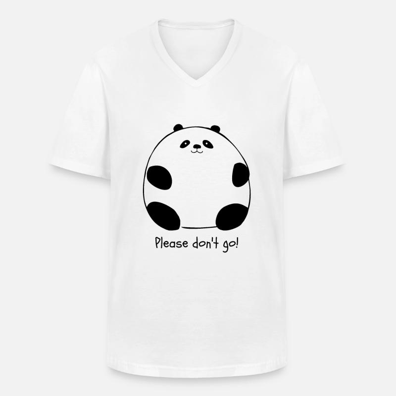 Bitte geh nicht – Dicker Panda - Männer-T-Shirt mit V-Ausschnitt - Weiß