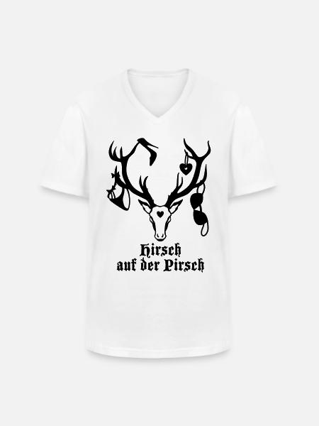Hirsch 1c à l'affût - T-shirt col V Homme - blanc