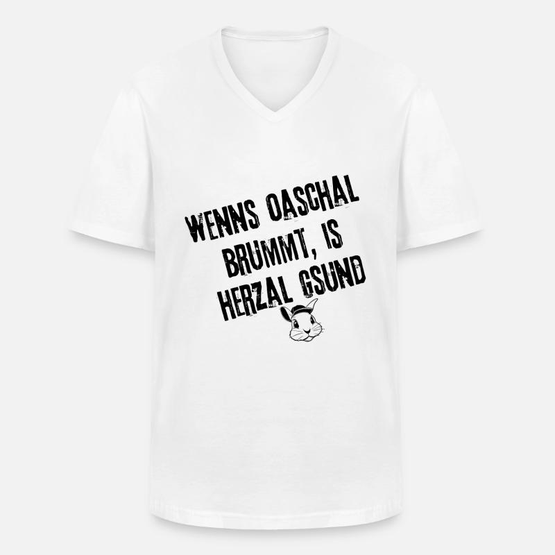 OaschalBrummt_HerzalGsund_Style | Redewendung - Männer-T-Shirt mit V-Ausschnitt - Weiß