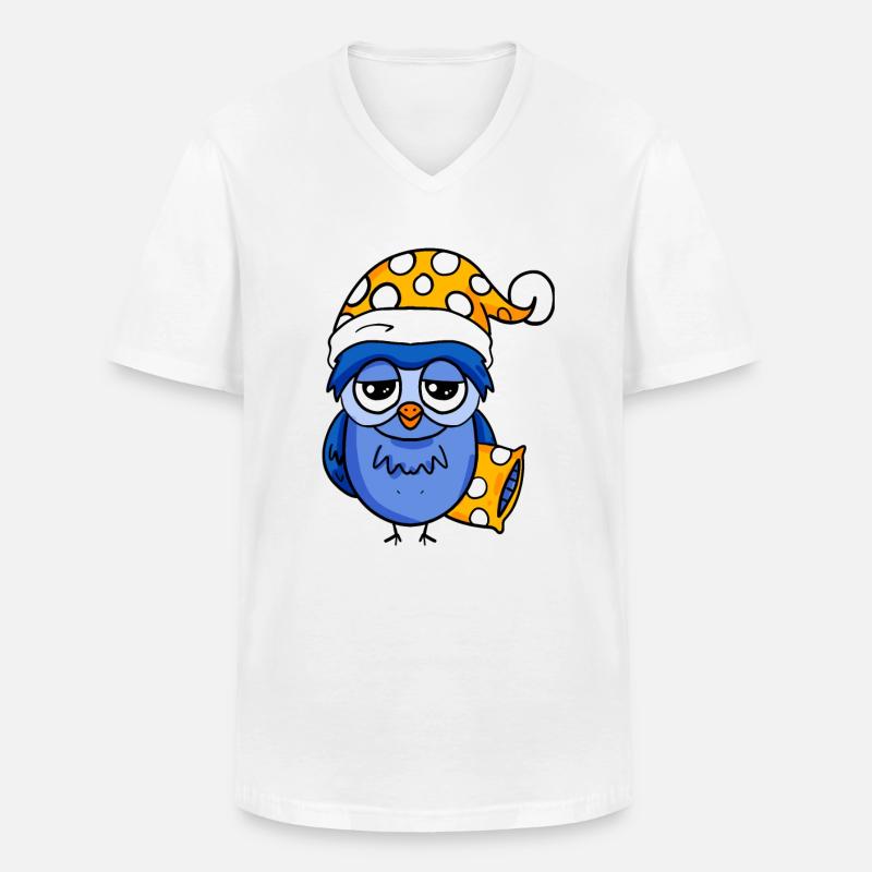 Schläfrige Eule - Männer-T-Shirt mit V-Ausschnitt - Weiß