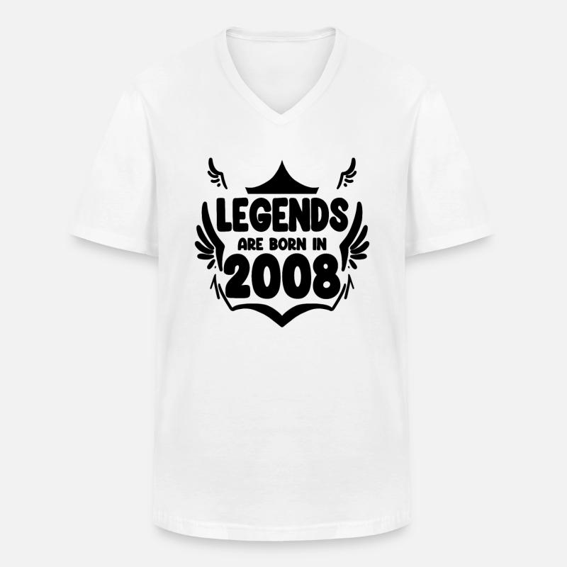 2008 - Männer-T-Shirt mit V-Ausschnitt - Weiß