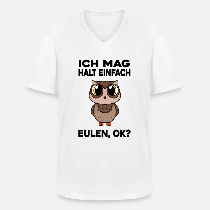 Eule - Männer-T-Shirt mit V-Ausschnitt - Weiß
