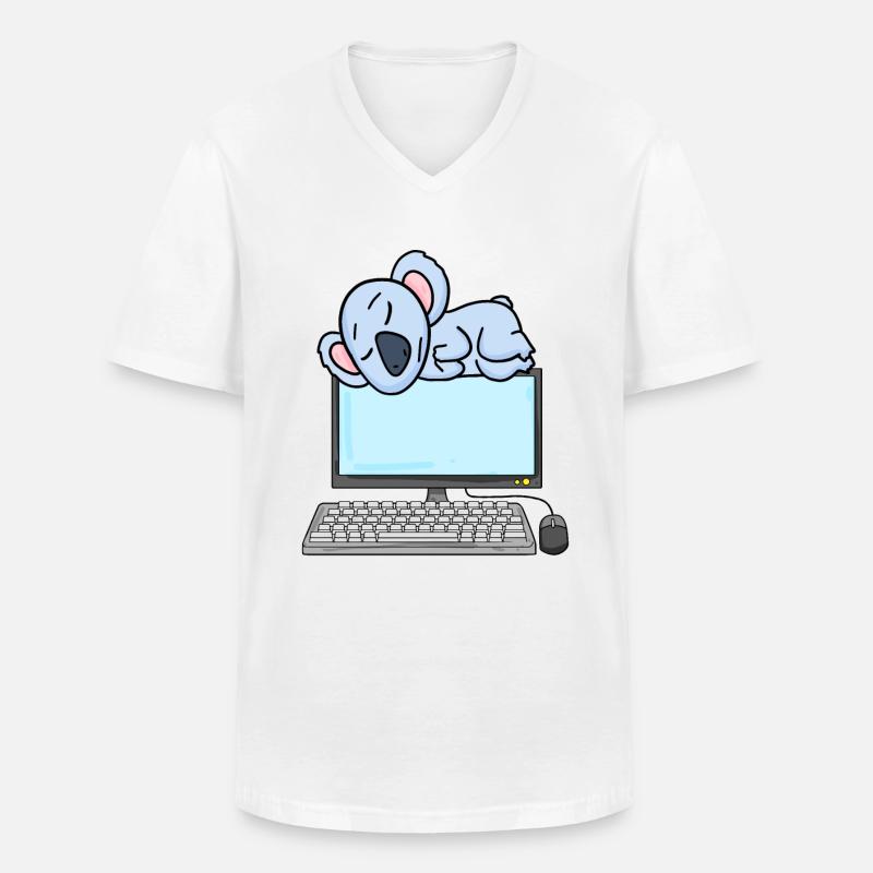 Koala Computer Nerd Programmierer Geschenk - Männer-T-Shirt mit V-Ausschnitt - Weiß