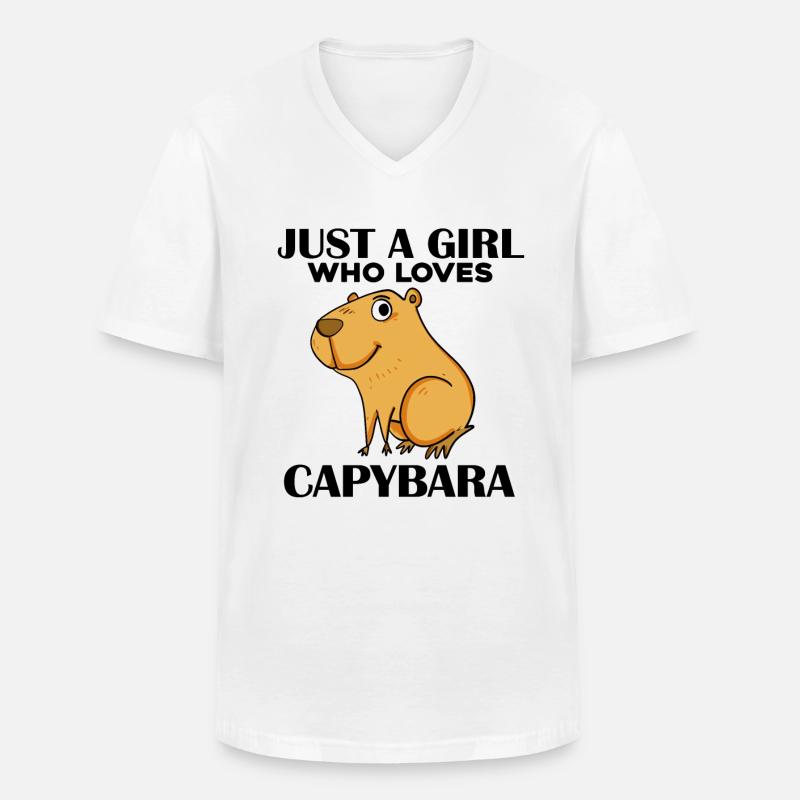 Capybara Mädchen Spruch - Männer-T-Shirt mit V-Ausschnitt - Weiß