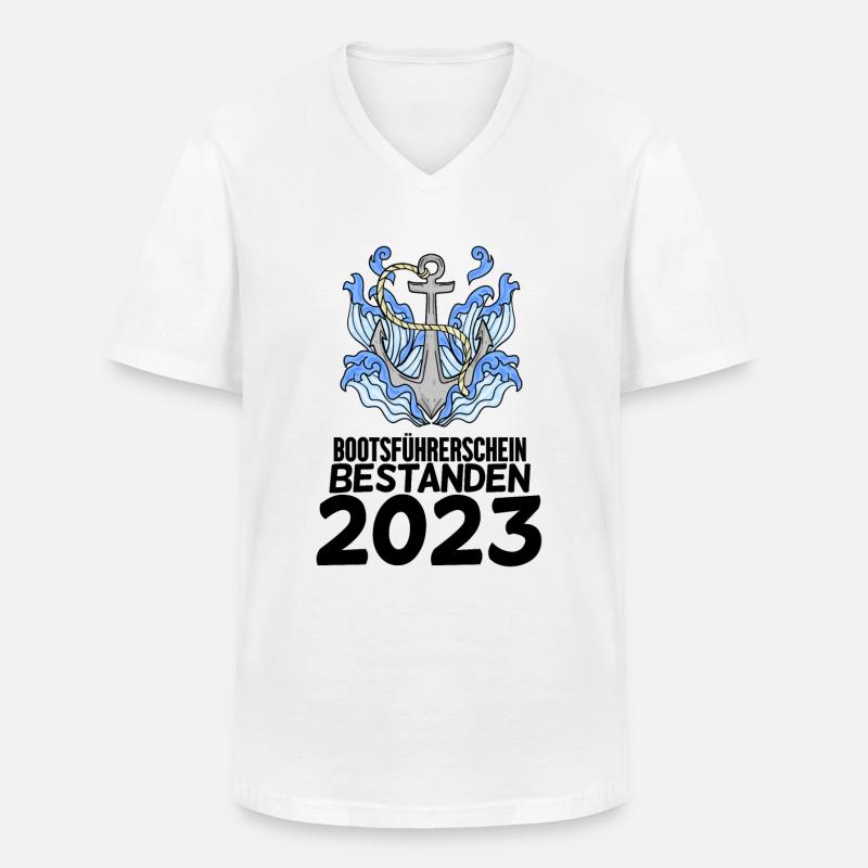 Bootsführerschein 2023 - Männer-T-Shirt mit V-Ausschnitt - Weiß