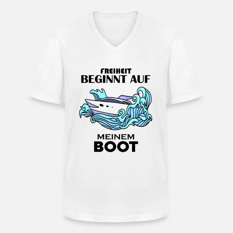 Boote Motorboot - Männer-T-Shirt mit V-Ausschnitt - Weiß