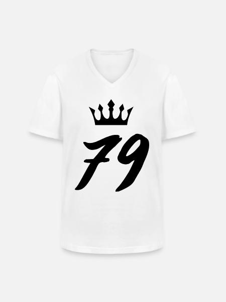 79 Number crown - Men's V-Neck T-Shirt - white