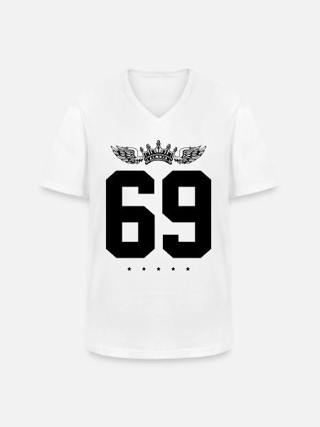 69 Zahl Krone - Männer-T-Shirt mit V-Ausschnitt - Weiß