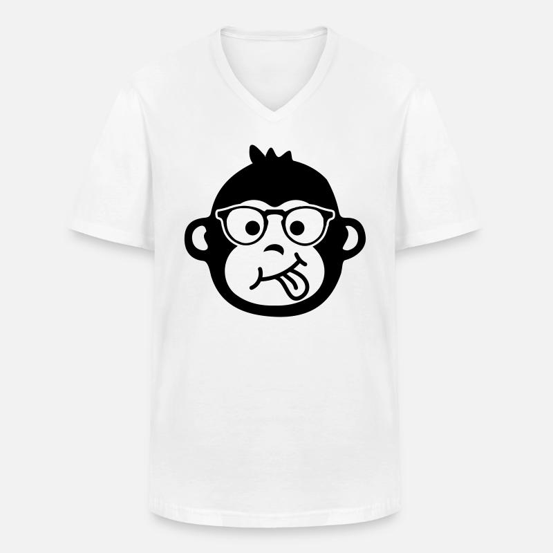 monkey affe brille emoji - Männer-T-Shirt mit V-Ausschnitt - Weiß