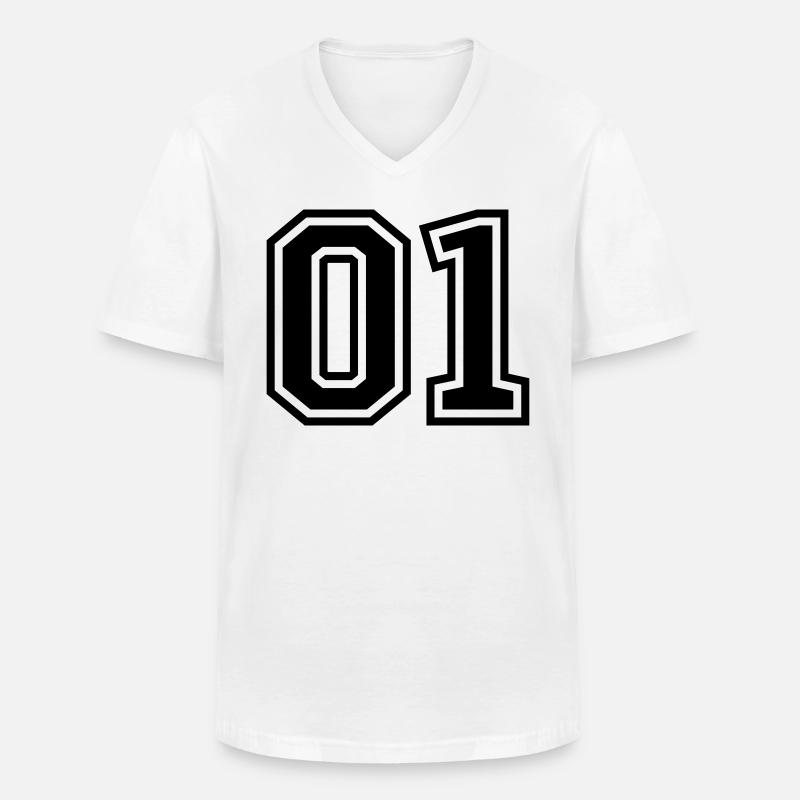 01 eins nummer zahl - Männer-T-Shirt mit V-Ausschnitt - Weiß