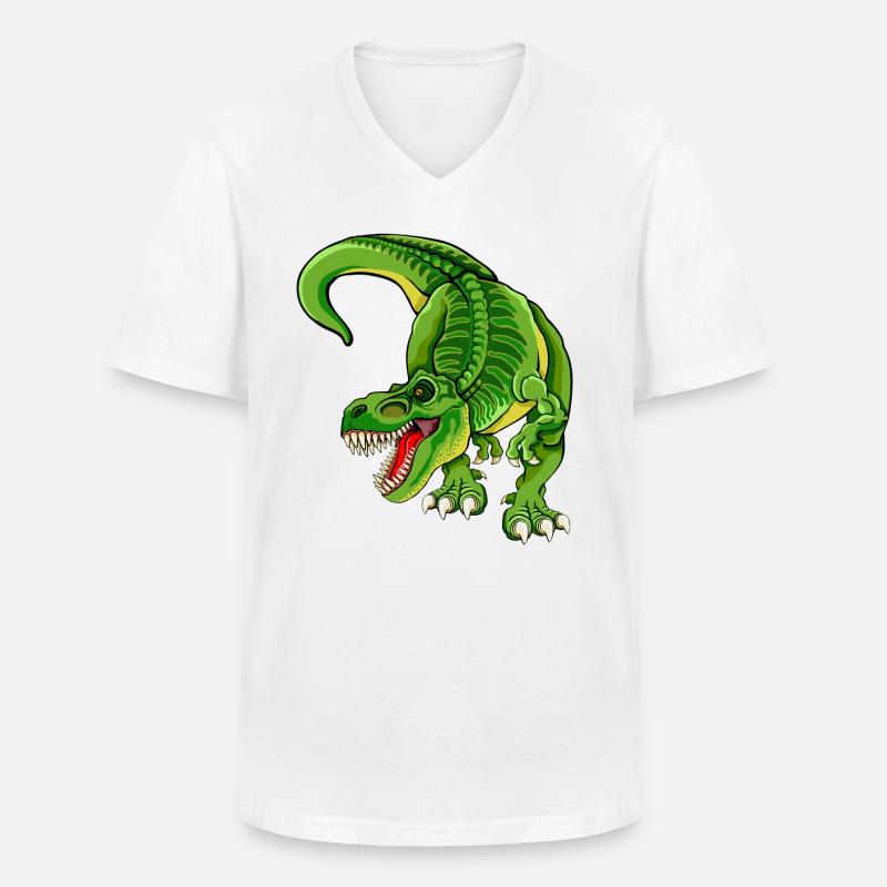 Rex - T Rex - Dinosaurier - Männer-T-Shirt mit V-Ausschnitt - Weiß