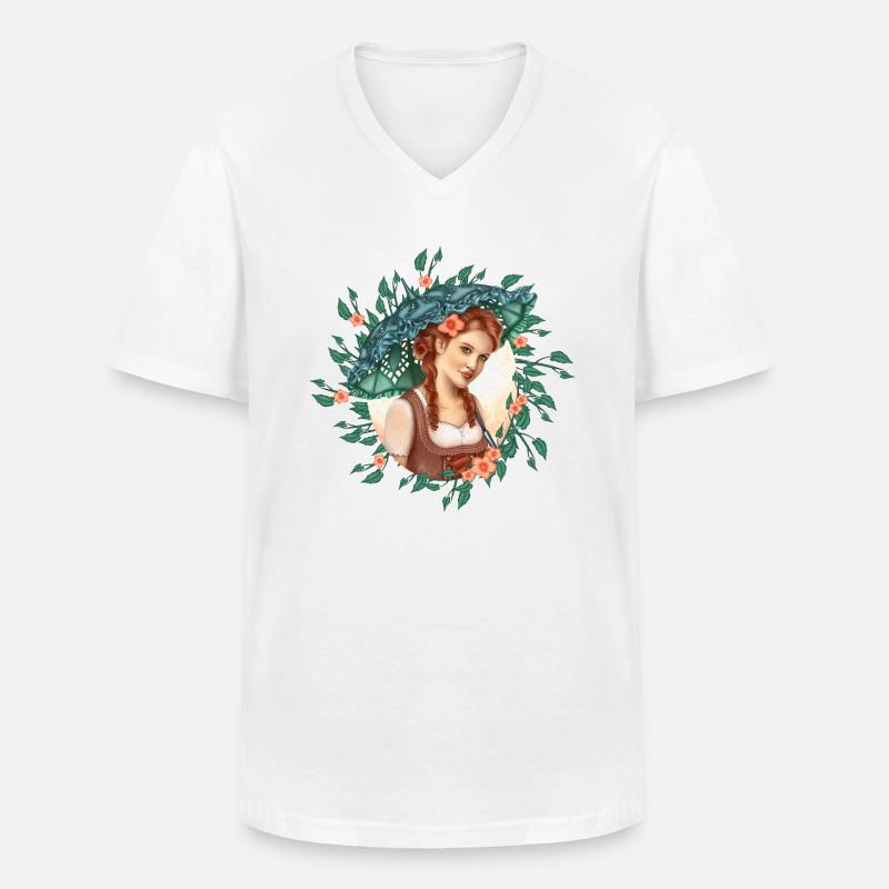 Mädchen mit Regenschirm - Männer-T-Shirt mit V-Ausschnitt - Weiß