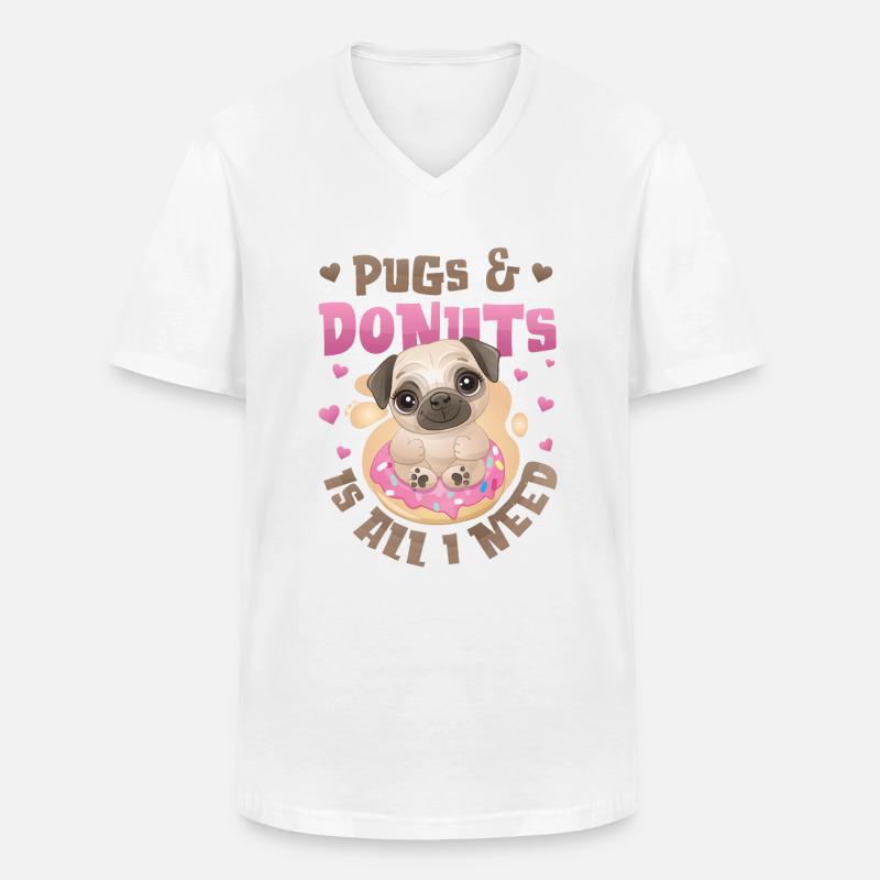 Mops Donut Lover Mädchen - Männer-T-Shirt mit V-Ausschnitt - Weiß
