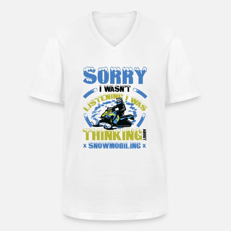 Thinking about Snowmobiling Snowmobile - Men's V-Neck T-Shirt - white