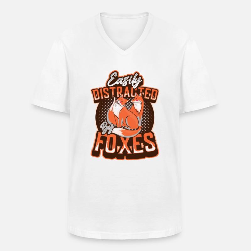 Easily distracted by foxes - Men's V-Neck T-Shirt - white