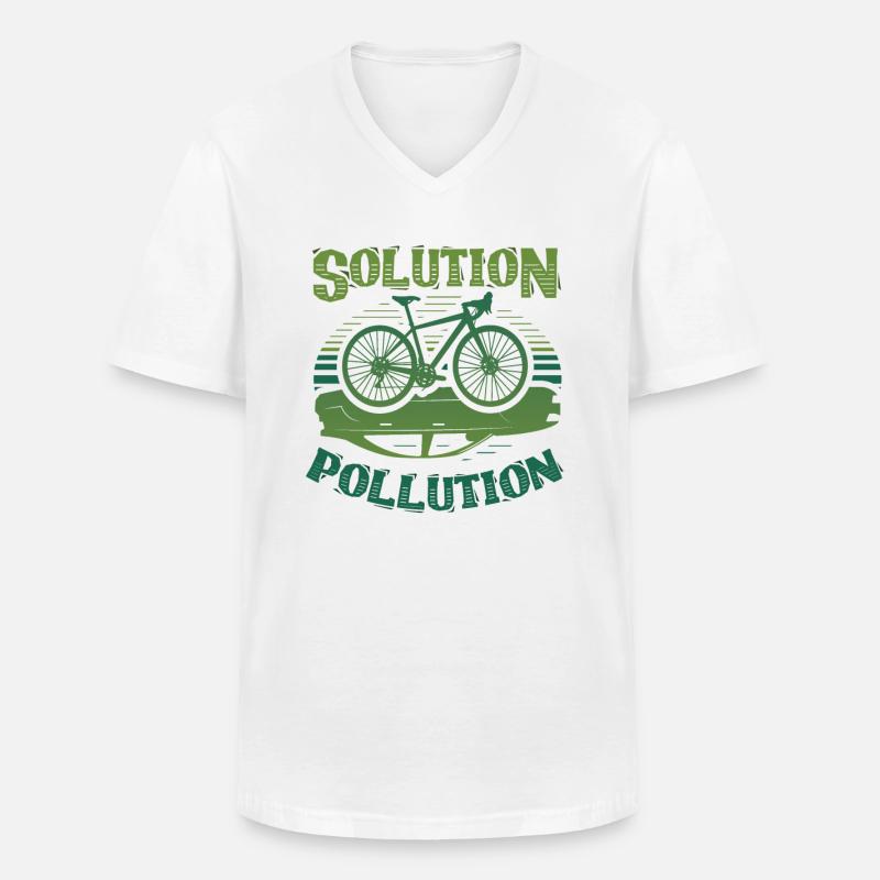Polution Solution Environmental Protection Cycling - Men's V-Neck T-Shirt - white